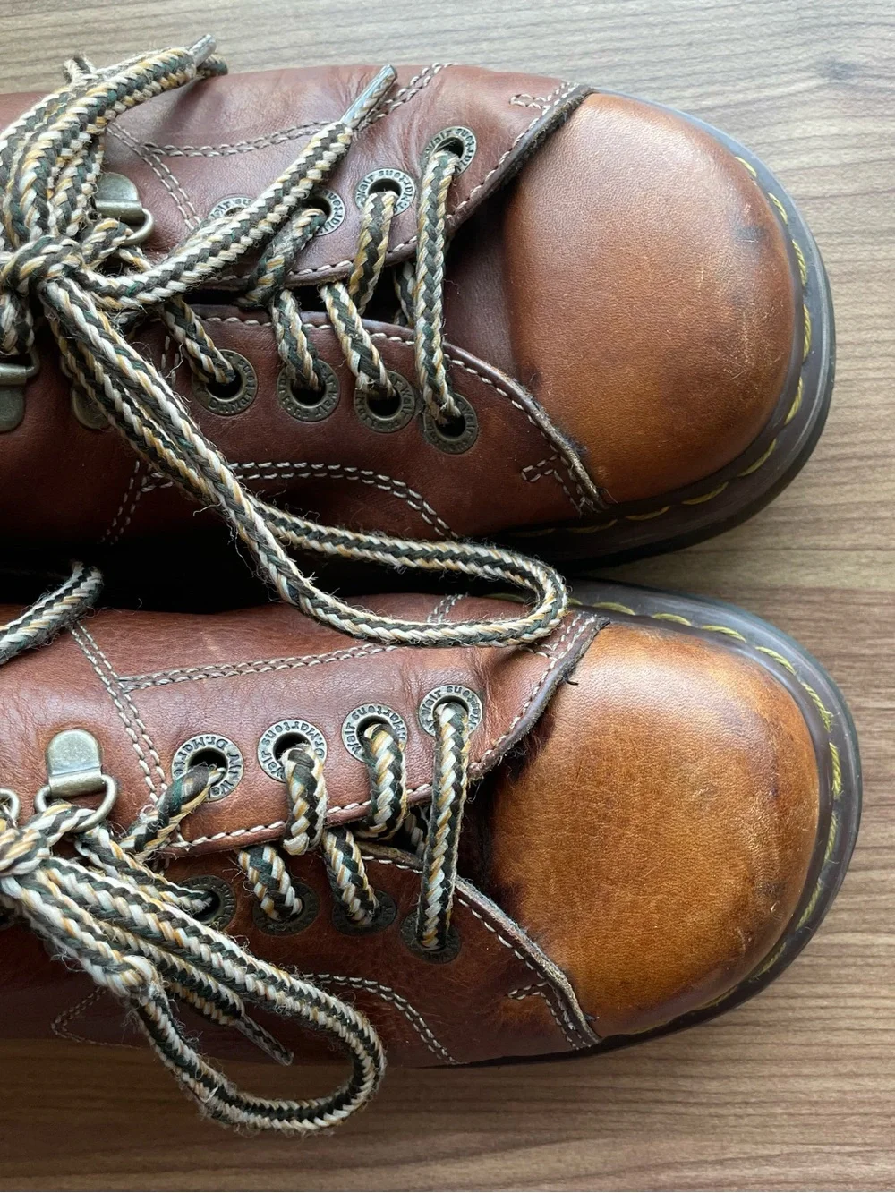 VTG Dr. Martens 8A40 Brown Leather Platform Oxfords Made in England Chunky Men 8